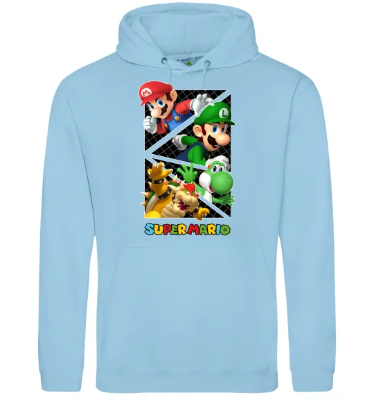 Мужская толстовка (худи) Mario and Luigi Bros Голубой фото