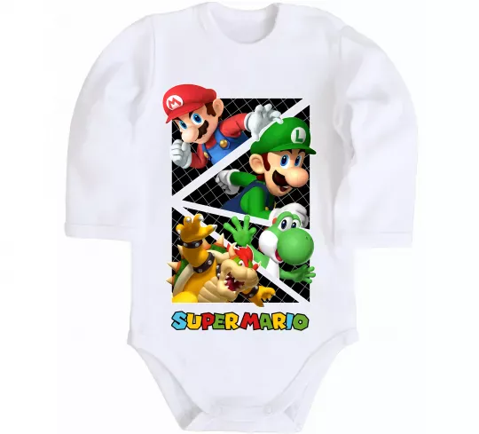 Детский боди Mario and Luigi Bros Белый фото