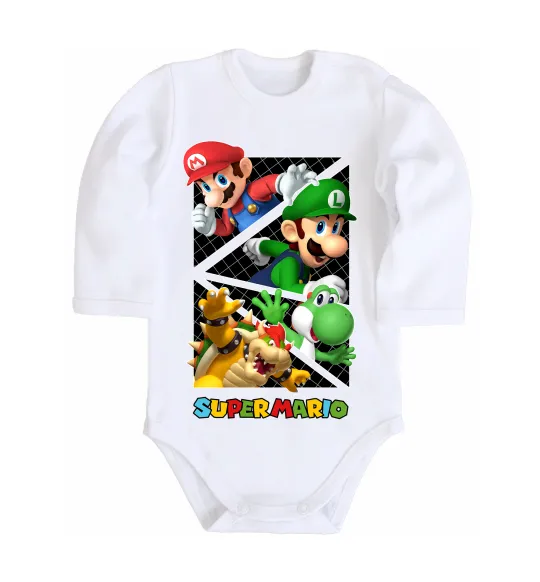 Детский боди Mario and Luigi Bros Белый фото