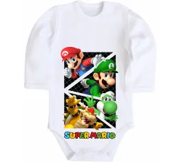 Дитячий бодік Mario and Luigi Bros Білий фото