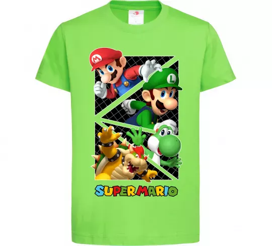 Детская футболка Mario and Luigi Bros Лаймовый фото