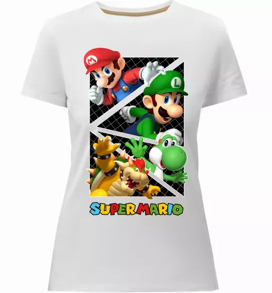 Женская премиум футболка Mario and Luigi Bros Белый фото