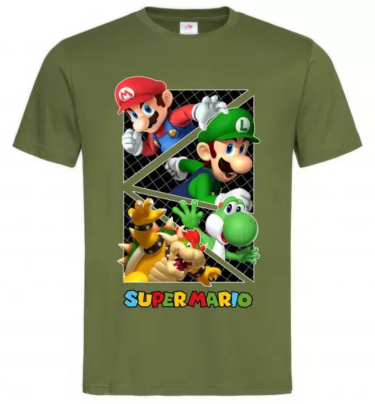 Мужская футболка Mario and Luigi Bros Оливковый фото
