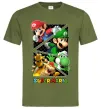 Мужская футболка Mario and Luigi Bros Оливковый фото