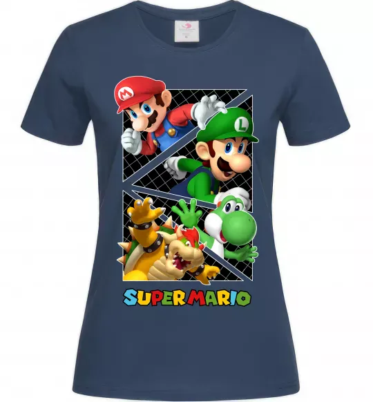 Женская футболка Mario and Luigi Bros Темно-синий фото