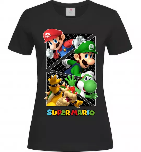 Женская футболка Mario and Luigi Bros Черный фото