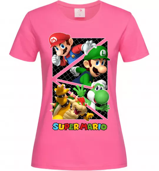 Женская футболка Mario and Luigi Bros Ярко-розовый фото