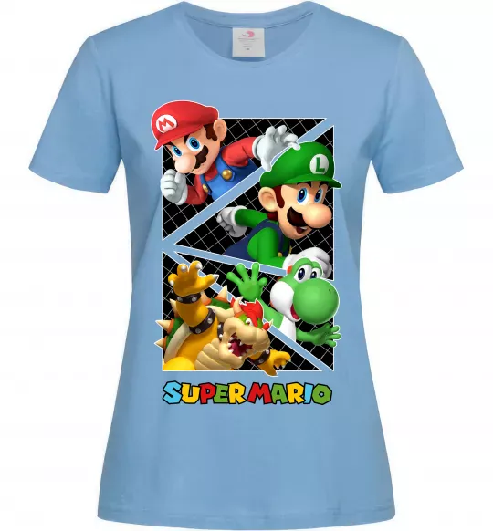 Женская футболка Mario and Luigi Bros Голубой фото