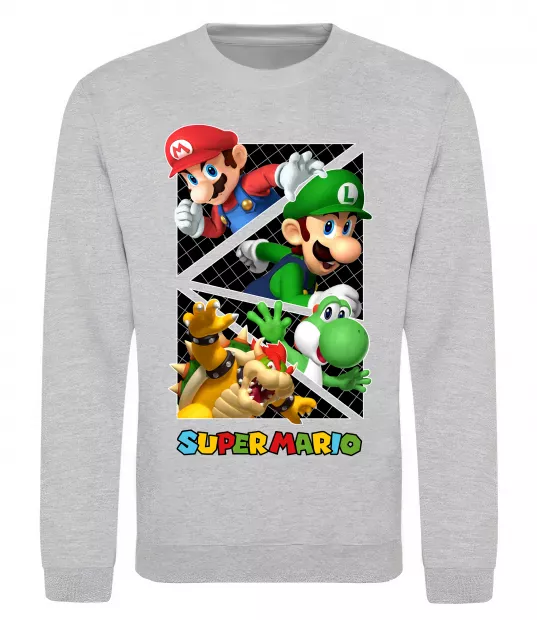 Свитшот Mario and Luigi Bros Серый меланж фото