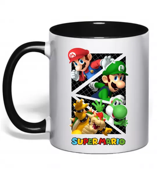 Чашка с цветной ручкой Mario and Luigi Bros Черный фото