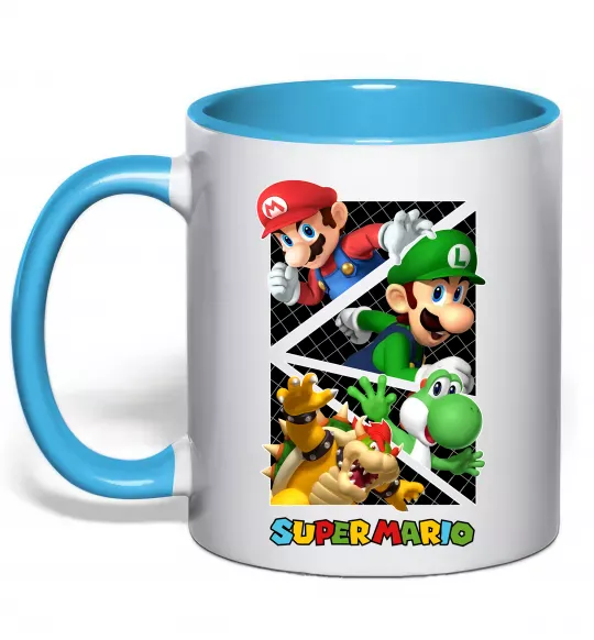 Чашка с цветной ручкой Mario and Luigi Bros Голубой фото