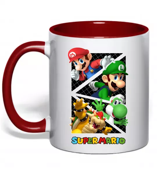 Чашка с цветной ручкой Mario and Luigi Bros Красный фото