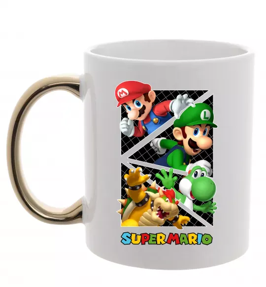 Чашка с цветной ручкой Mario and Luigi Bros Золото фото
