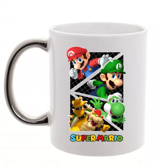 Чашка с цветной ручкой Mario and Luigi Bros Серебро фото