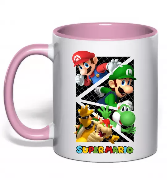 Чашка с цветной ручкой Mario and Luigi Bros Нежно розовый фото