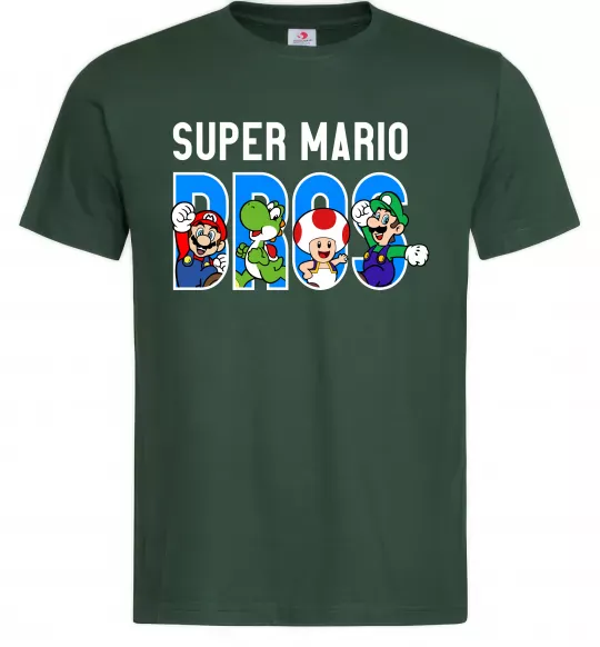 Чоловіча футболка Super Mario Bros персонажі Темно-зелений фото