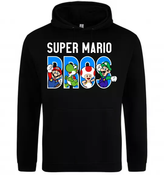 Мужская толстовка (худи) Super Mario Bros персонажі Черный фото