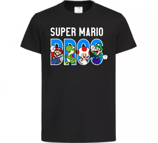Дитяча футболка Super Mario Bros персонажі Чорний фото