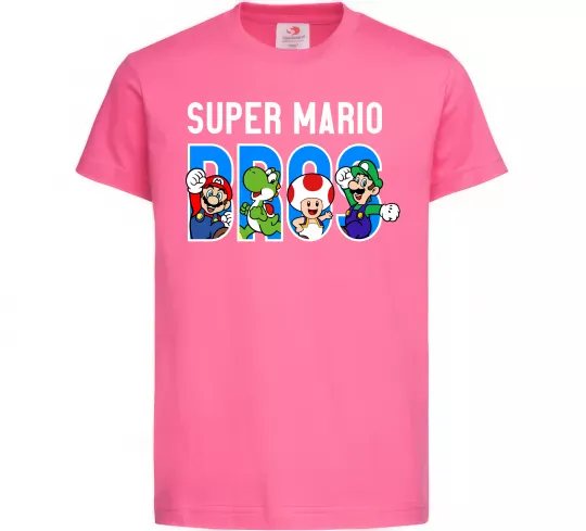 Дитяча футболка Super Mario Bros персонажі Яскраво-рожевий фото