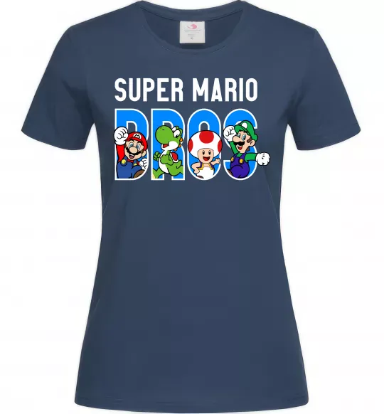 Женская футболка Super Mario Bros персонажі Темно-синий фото
