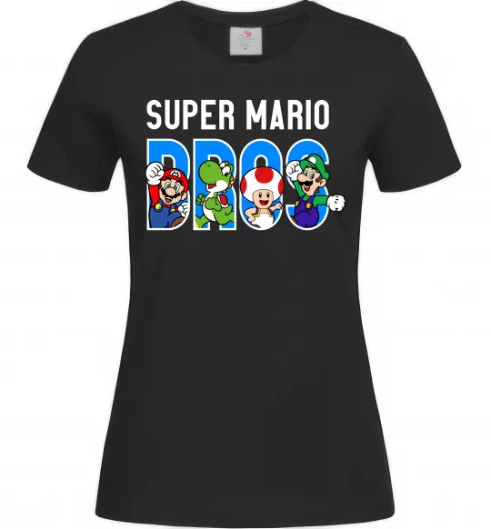 Женская футболка Super Mario Bros персонажі Черный фото