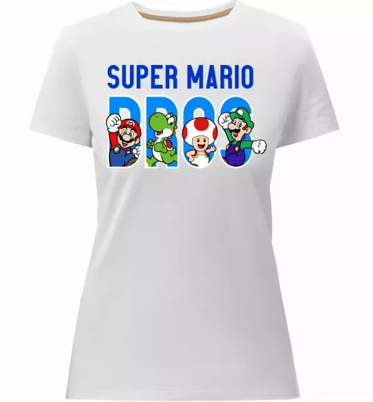 Жіноча преміум футболка Super Mario Bros персонажі Білий фото