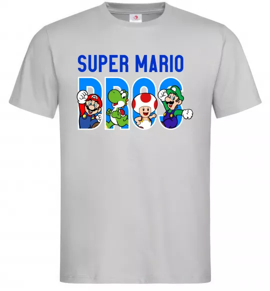 Чоловіча футболка Super Mario Bros персонажі Сірий фото