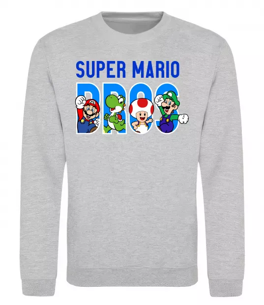 Світшот Super Mario Bros персонажі Сірий меланж фото