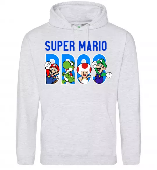 Женская толстовка (худи) Super Mario Bros персонажі Серый меланж фото