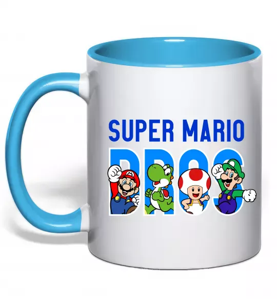 Чашка с цветной ручкой Super Mario Bros персонажі Голубой фото