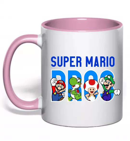 Чашка с цветной ручкой Super Mario Bros персонажі Нежно розовый фото