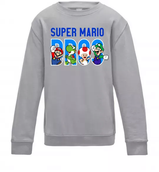 Детский Свитшот Super Mario Bros персонажі Серый меланж фото