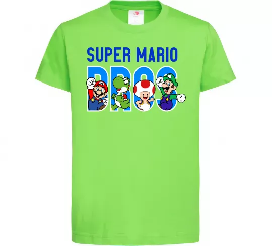 Дитяча футболка Super Mario Bros персонажі Лаймовий фото