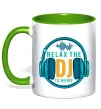 Чашка с цветной ручкой Relax the DJ is here Зеленый фото