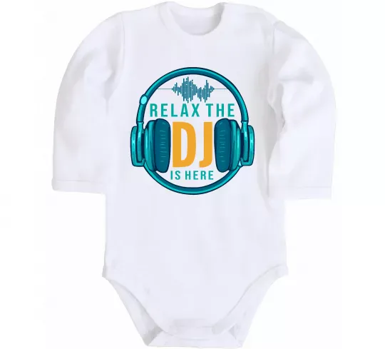 Детский боди Relax the DJ is here Белый фото