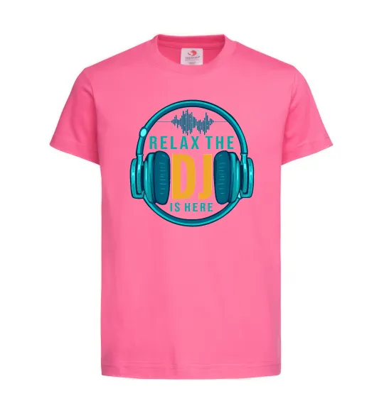 Дитяча футболка Relax the DJ is here Яскраво-рожевий фото