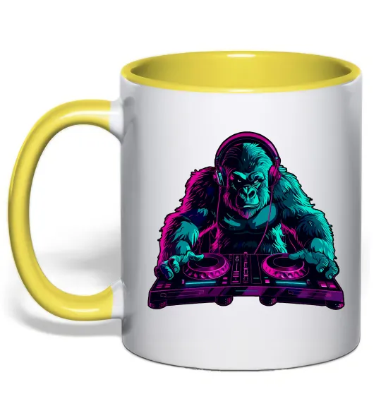 Чашка с цветной ручкой DJ Gorilla Лимонный фото