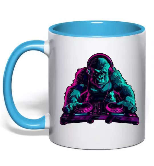 Чашка с цветной ручкой DJ Gorilla Голубой фото