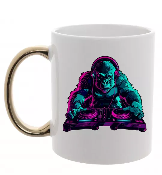 Чашка с цветной ручкой DJ Gorilla Золото фото