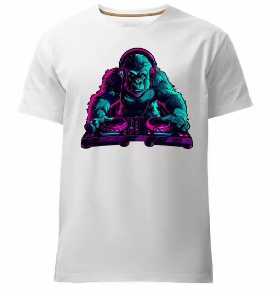 Мужская премиум футболка DJ Gorilla Белый фото