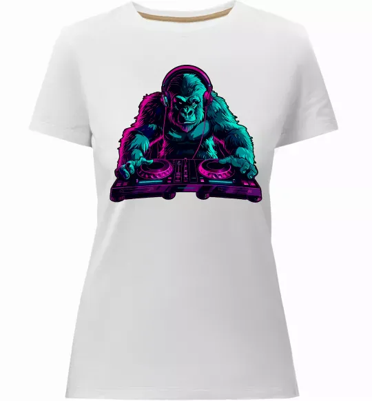 Женская премиум футболка DJ Gorilla Белый фото