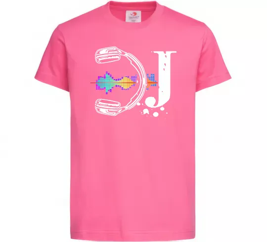 Детская футболка DJ навушники Ярко-розовый фото