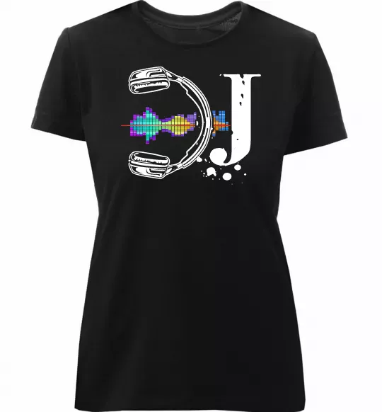 Женская премиум футболка DJ навушники Черный фото