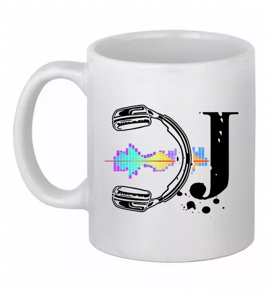 Чашка керамическая DJ навушники Белый фото