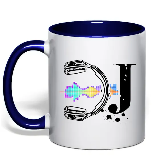 Чашка с цветной ручкой DJ навушники Глубокий темно-синий фото