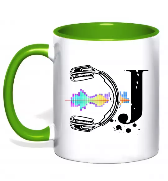 Чашка с цветной ручкой DJ навушники Зеленый фото
