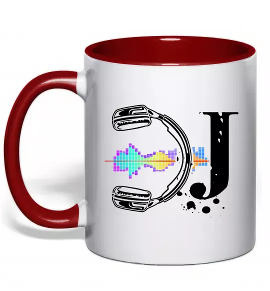 Чашка с цветной ручкой DJ навушники Красный фото