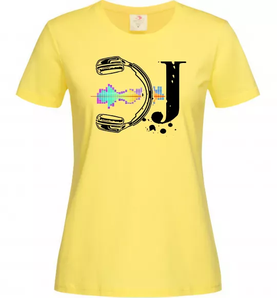 Женская футболка DJ навушники Лимонный фото