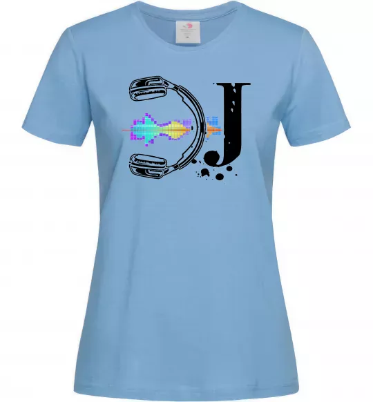 Женская футболка DJ навушники Голубой фото