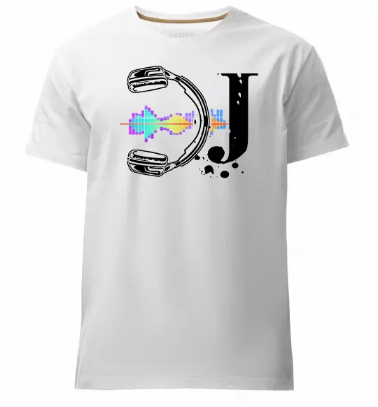 Мужская премиум футболка DJ навушники Белый фото